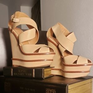 L.A.M.B. Nude Wedges